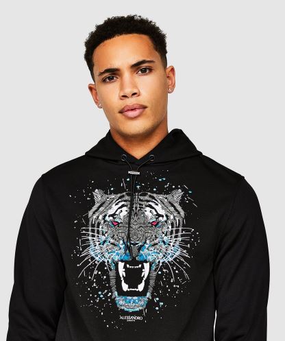 Alessandro Zavetti Siyah-mavi Growler Boya Tepegöz Kapşonlu