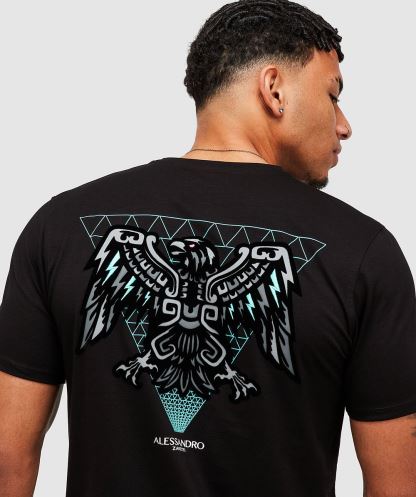 Aztek Kiriş Sırtlı Logolu Tişört Alessandro Zavetti Jet Siyahı