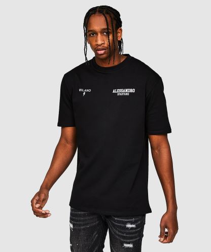 Alessandro Zavetti Jet Siyah Challanger Spartalı Rahat T-shirt