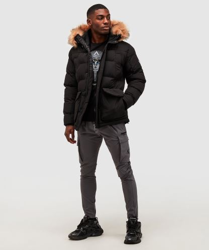 Siyah Leto 2.0 Kirpi Parka Ceket Alessandro Zavetti