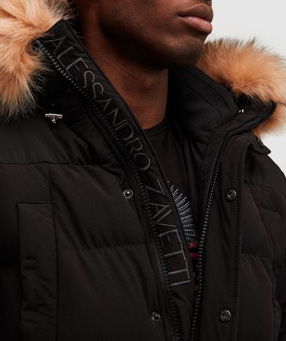 Siyah Leto 2.0 Kirpi Parka Ceket Alessandro Zavetti