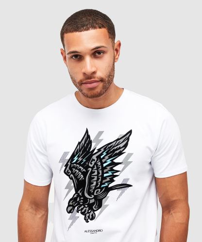 Alessandro Zavetti Aztec Bolt Kartal T-shirt Optik Beyaz