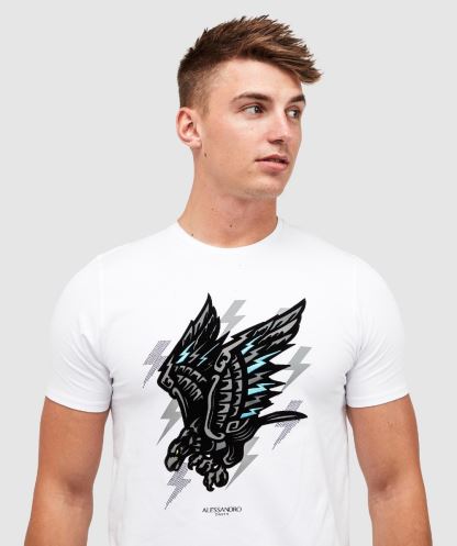 Alessandro Zavetti Aztec Bolt Kartal T-shirt Optik Beyaz