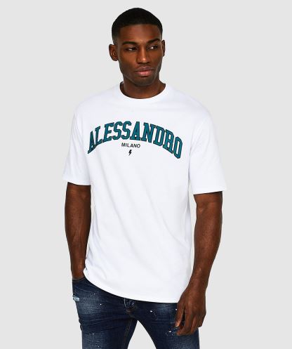 Alessandro Zavetti Challenger Rahat Tişört Optik Beyaz