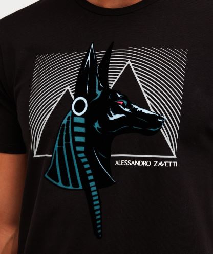 Siyah Anubis Profil Tişört Alessandro Zavetti