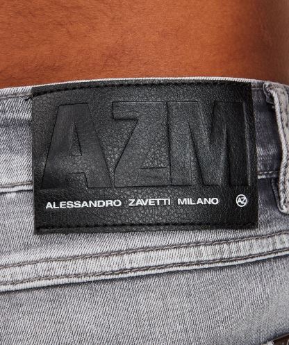 Gri Yıkama Alessandro Zavetti Argento Slim Denim Jean