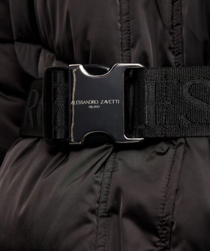 Kadın Lucia Kuşaklı Chevron Kürk Ceket Alessandro Zavetti Siyah