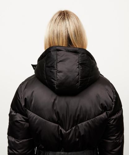 Kadın Lucia Kuşaklı Chevron Kürk Ceket Alessandro Zavetti Siyah