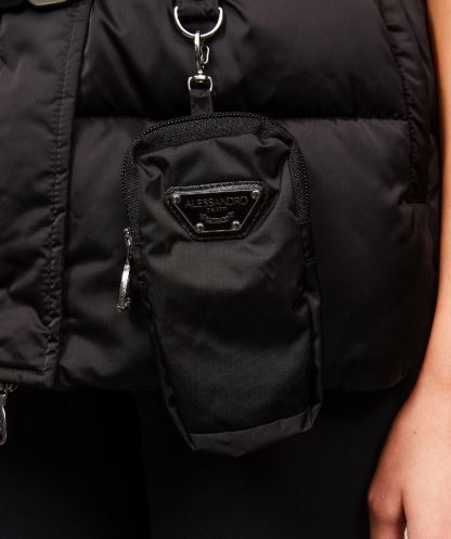 Alessandro Zavetti Kadın Lucia Kuşaklı Chevron Kürk Jile Siyah