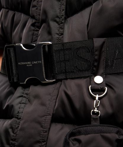 Alessandro Zavetti Kadın Lucia Kuşaklı Chevron Kürk Jile Siyah