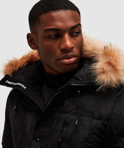 Jet Siyahı Oshawa 2.0 Yansıtıcı Kirpi Parka Ceket Alessandro Zavetti