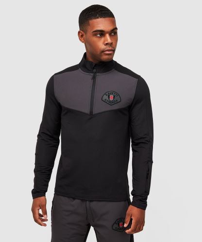 Rivelini çeyrek Fermuarlı T-shirt Alessandro Zavetti Simsiyah