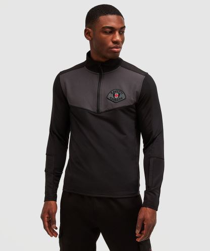 Rivelini çeyrek Fermuarlı T-shirt Alessandro Zavetti Simsiyah