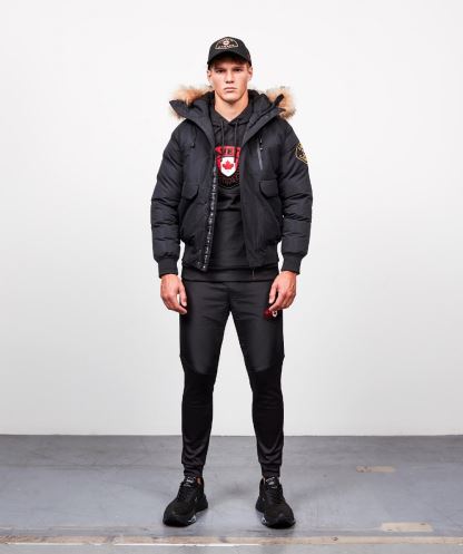 Abelli Tech Kürk Kapüşonlu Bomber Ceket Siyah Alessandro Zavetti