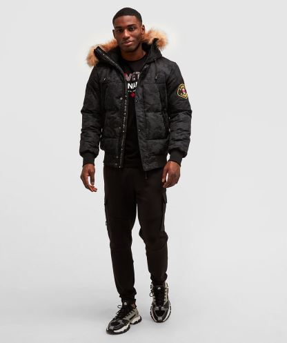 Simsiyah Alessandro Zavetti Aylmer Yansıtıcı Kirpi Kürk Kapşonlu Bomber Ceket