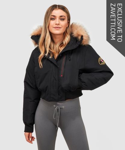 Siyah Alessandro Zavetti Kadın Gabellia Crop Bomber Ceket