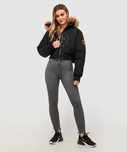 Siyah Alessandro Zavetti Kadın Gabellia Crop Bomber Ceket