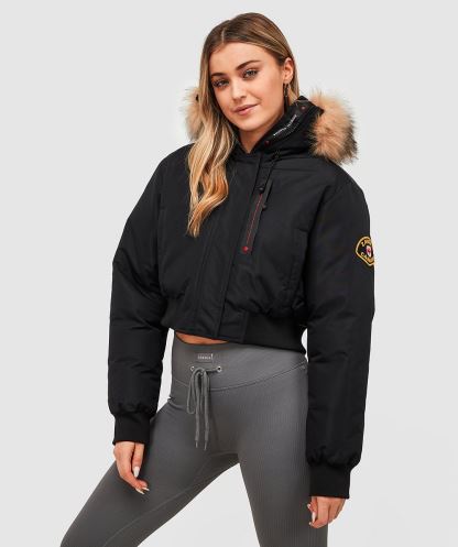 Siyah Alessandro Zavetti Kadın Gabellia Crop Bomber Ceket