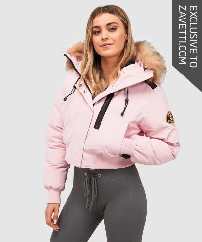 Pembe Kadın Gabellia Crop Bomber Ceket Alessandro Zavetti