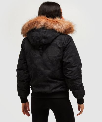 Gabellia Camo Reflektif Bomber Ceket Kadın Siyah Alessandro Zavetti