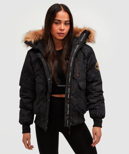 Gabellia Camo Reflektif Bomber Ceket Kadın Siyah Alessandro Zavetti