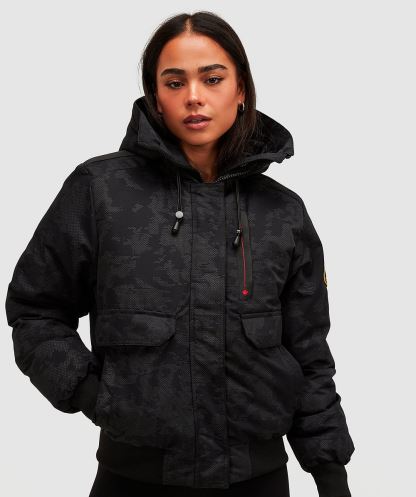 Gabellia Camo Reflektif Bomber Ceket Kadın Siyah Alessandro Zavetti